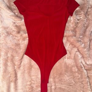 Fashion Nova Red Velvet Bodysuit